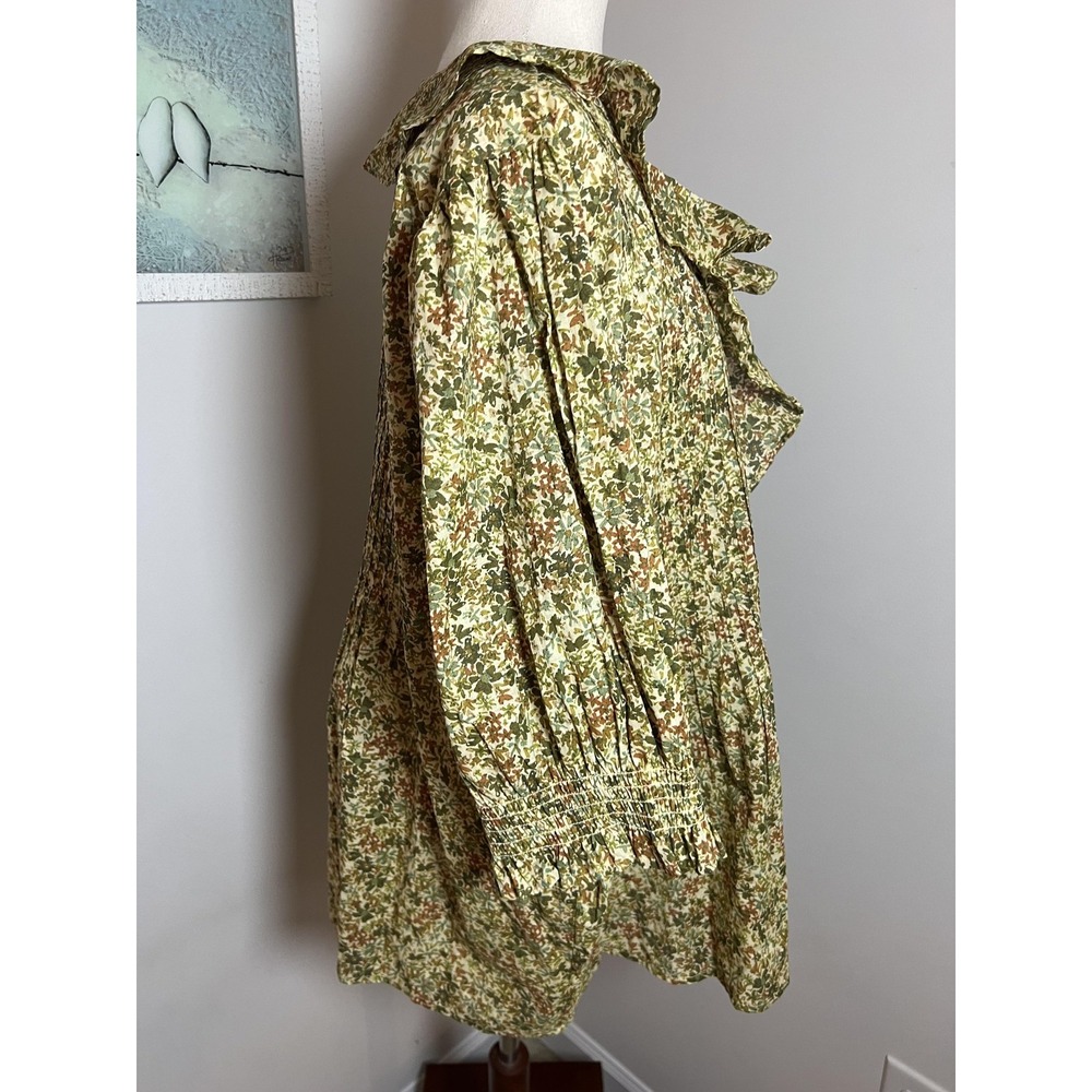 Ree By The Pioneer Woman Top 3X Green Floral Ruffle Tunic Boho Cottagecore Fairy - Picture 6 of 10